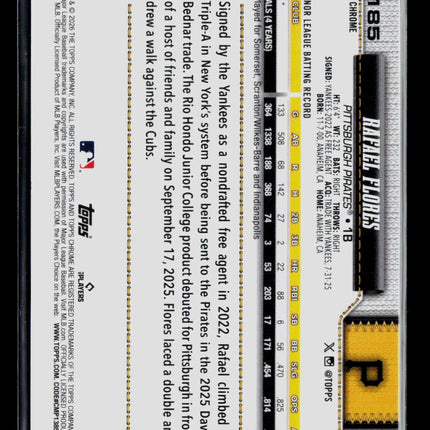 2026 Topps Chrome Rafael Flores #185 RC