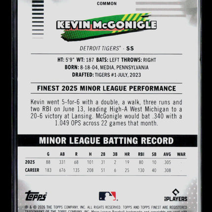 2026 Topps Finest Kevin McGonigle #74 RC