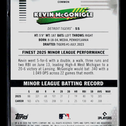 2026 Topps Finest Kevin McGonigle #74 RC