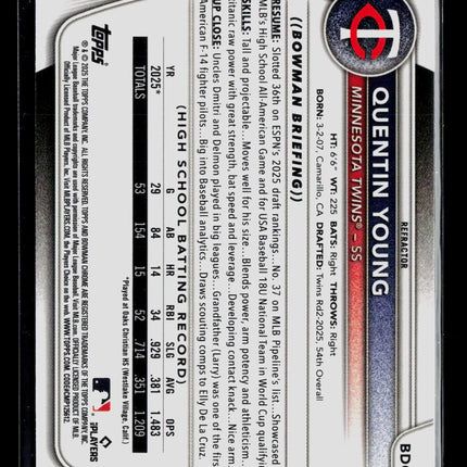 2025 Bowman Chrome Draft Quentin Young #BDC-92 Refractor