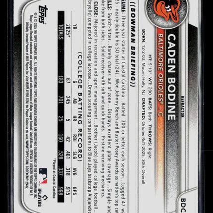 2025 Bowman Draft Chrome Caden Bodine #BDC-63 Refractor