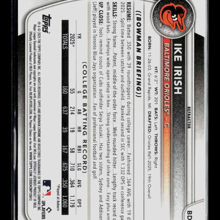 2025 Bowman Draft Chrome Ike Irish #BDC-16 Refractor