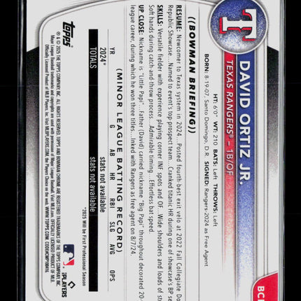 2025 Bowman Chrome David Ortiz Jr. #BCP-29 1st Bowman
