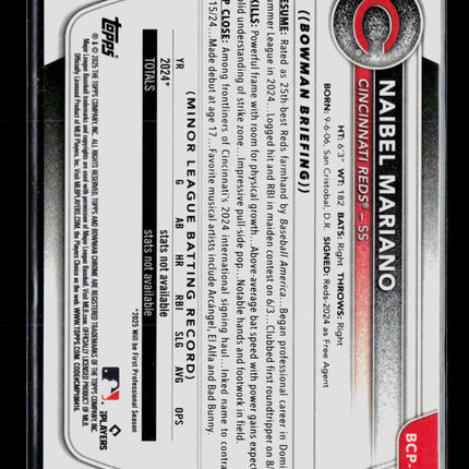 2025 Bowman Chrome Naibel Mariano #BCP-99 1st Bowman