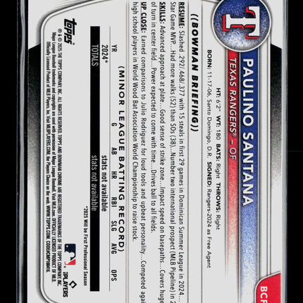 2025 Bowman Chrome Paulino Santana #BCP-72