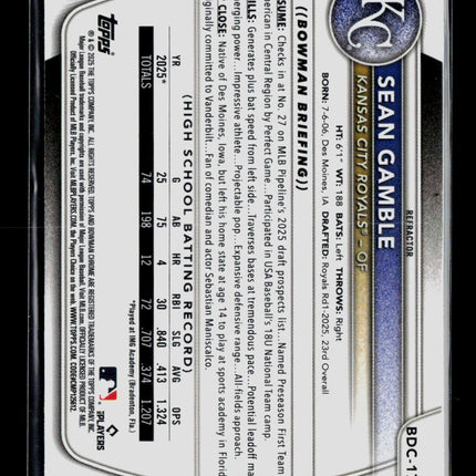 2025 Bowman Draft Chrome Sean Gamble #BDC-178 Refractor