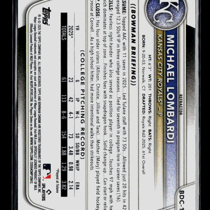 2025 Bowman Draft Chrome Michael Lombardi #BDC-118 Refractor
