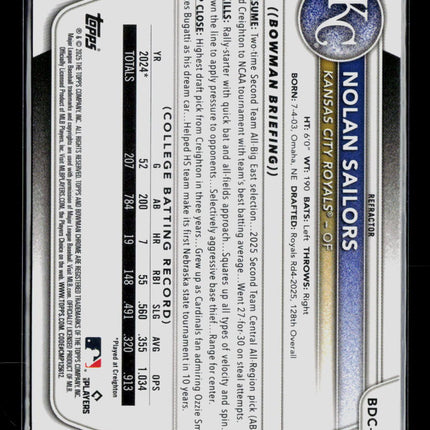 2025 Bowman Chrome Nolan Sailors #BDC-86 Refractor 1st Bowman