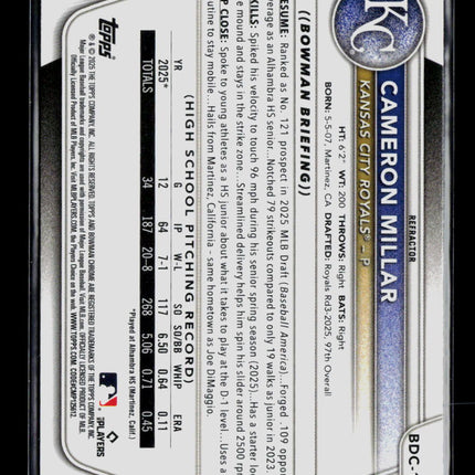 2025 Bowman Draft Chrome Cameron Millar #BDC-176 Refractor