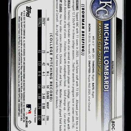 2025 Bowman Draft Chrome Michael Lombardi #BDC-118 Refractor