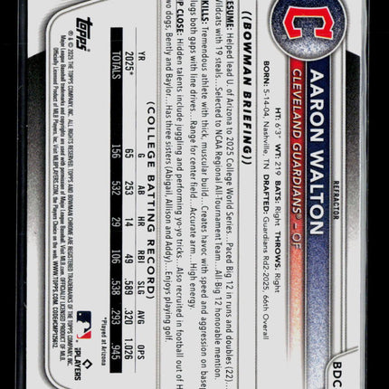 2025 Bowman Draft Chrome Aaron Walton #BDC-134 Refractor