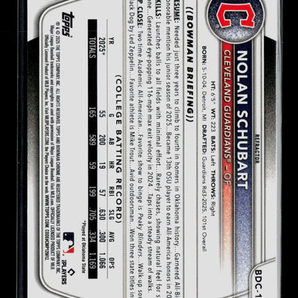 2025 Bowman Chrome Nolan Schubart #BDC-192 Refractor