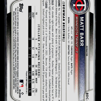 2025 Bowman Chrome Matt Barr #BDC-154 Refractor
