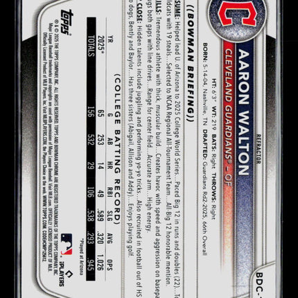 2025 Bowman Draft Chrome Aaron Walton #BDC-134 Refractor