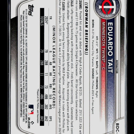 2025 Bowman Chrome Eduardo Tait #BDC-39 Refractor