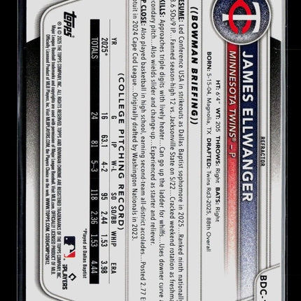 2025 Bowman Draft Chrome James Ellwanger #BDC-164 Refractor