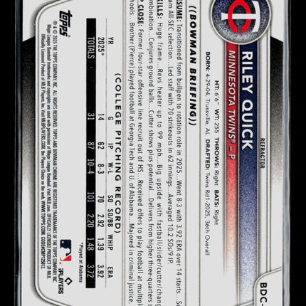 2025 Bowman Chrome Riley Quick #BDC-23 Refractor
