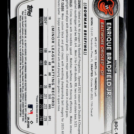 2025 Bowman Chrome Enrique Bradfield Jr. #BDC-198 Refractor