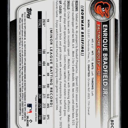 2025 Bowman Draft Chrome Enrique Bradfield Jr. #BDC-198 Blue