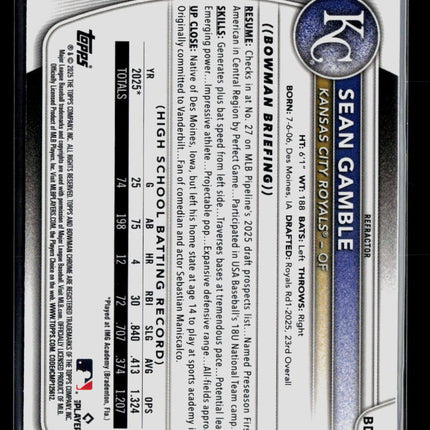 2025 Bowman Draft Chrome Sean Gamble #BDC-178 Refractor