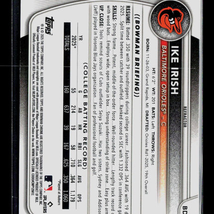 2025 Bowman Draft Chrome Ike Irish #BDC-16 Refractor