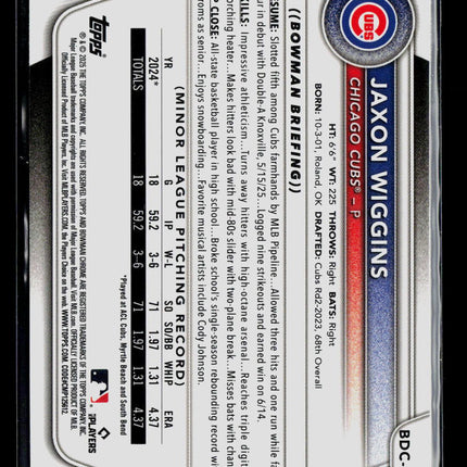 2024 Bowman Chrome Jaxon Wiggins #BDC-173 Blue Refractor
