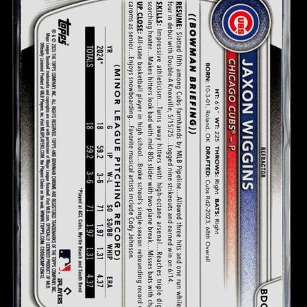 2025 Bowman Chrome Draft Jaxon Wiggins #BDC-173 Refractor