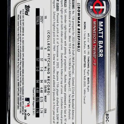 2025 Bowman Chrome Matt Barr #BDC-154