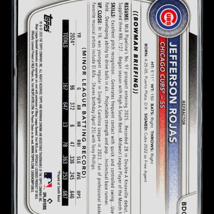 2025 Bowman Chrome Jefferson Rojas #BDC-75 Refractor