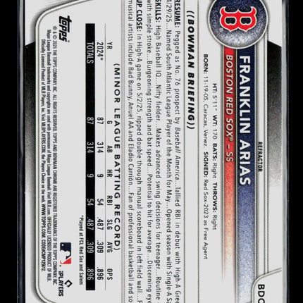 2025 Bowman Draft Chrome Franklin Arias #BDC-13 Refractor