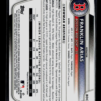 2025 Bowman Draft Chrome Franklin Arias #BDC-13 Refractor