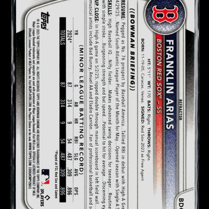 2025 Bowman Chrome Franklin Arias #BDC-13 Refractor