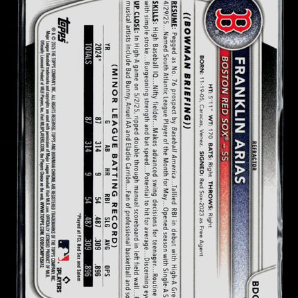 2025 Bowman Chrome Franklin Arias #BDC-13 Refractor