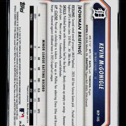 2025 Bowman Chrome Kevin McGonigle #BCP-145 X-Fractor