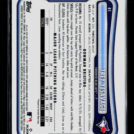 2026 Bowman Chrome Trey Yesavage #41 RC Red