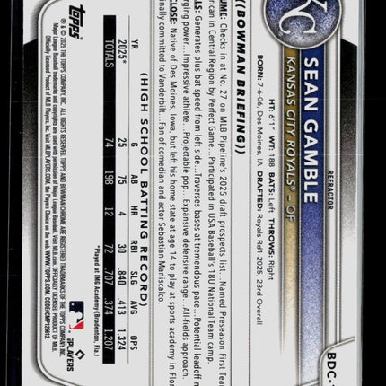 2025 Bowman Draft Chrome Sean Gamble #BDC-178 Refractor