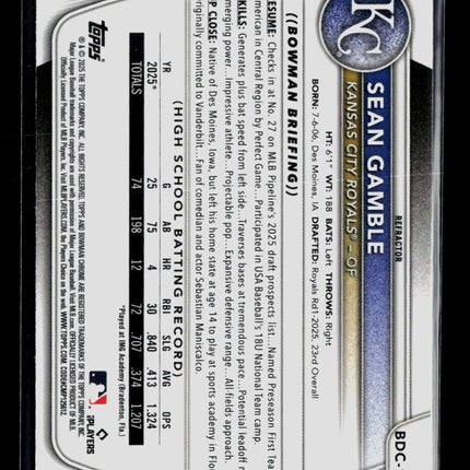 2025 Bowman Draft Chrome Sean Gamble #BDC-178 Refractor