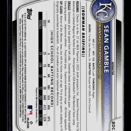 2025 Bowman Draft Chrome Sean Gamble #BDC-178 Refractor