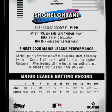 2026 Topps Finest Shohei Ohtani #150 Uncommon