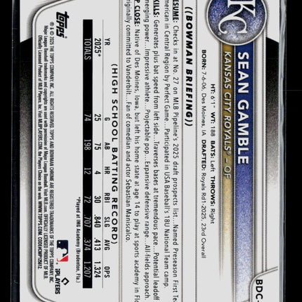 2025 Bowman Chrome Draft Sean Gamble #BDC-178 X-fractor