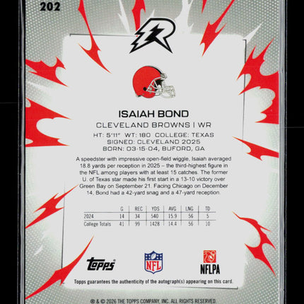 2025 Topps Rip Isaiah Bond #202 Purple 37/75 RC Auto
