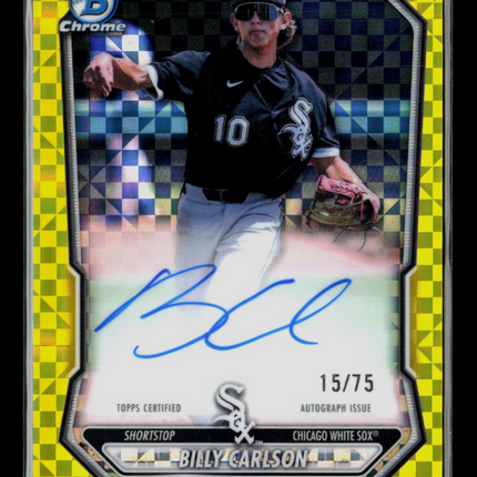 2026 Bowman Chrome Billy Carlson #CPA-BC Yellow X-Fractor 15/75 Auto