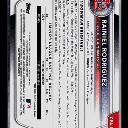 2025 Bowman Chrome Rainiel Rodriguez #CPA-RR Blue Reptillian 008/150 Auto