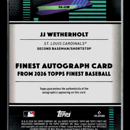 2026 Topps Finest JJ Wetherholt #FA-JJW Blue RC Auto /199