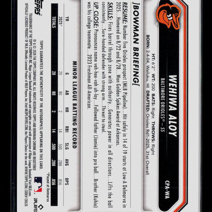 2026 Bowman Chrome Wehiwa Aloy #CPA-WA Auto