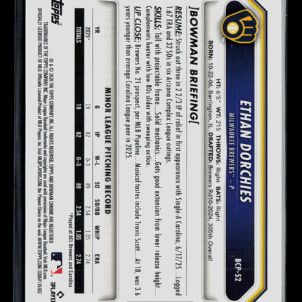 2026 Bowman Chrome Ethan Dorchies #BCP-52 /35