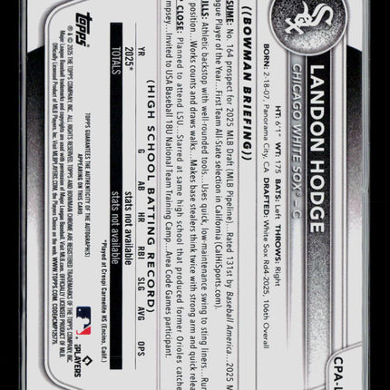 2025 Bowman Chrome Landon Hodge #CPA-LHO Auto