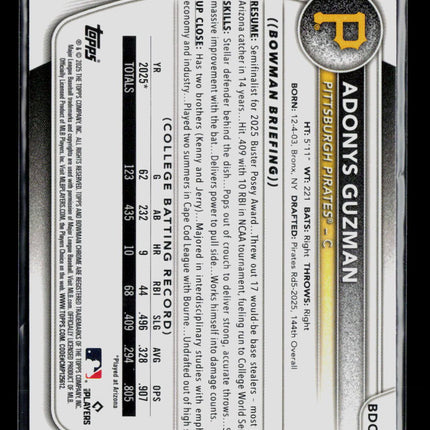 2025 Bowman Draft Chrome Adonys Guzman #BDC-126 Pink 007/199