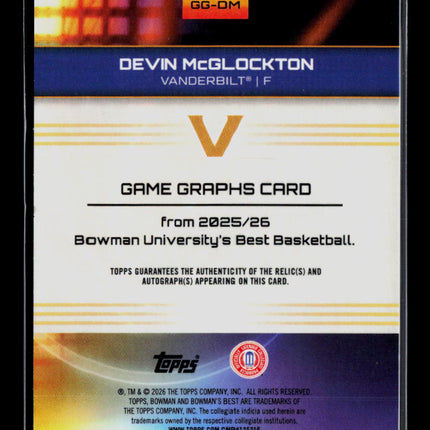 2026 Bowman University's Best Devin McGlockton #GG-DM 25/75 Patch Auto