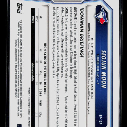 2026 Bowman Seojun Moon #BP-127 Purple 250/250